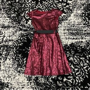 Burgundy sequin girls dress 6X